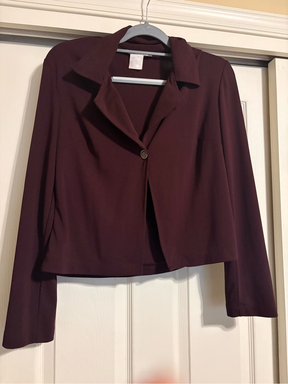 Womens/Juniors Rampage Lightweight Wine One-Button Cropped Blazer Jacket, Size 9